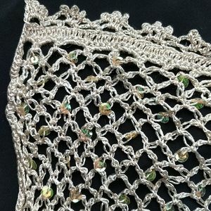 Elegant Cream White Sequined Scarf/Shawl